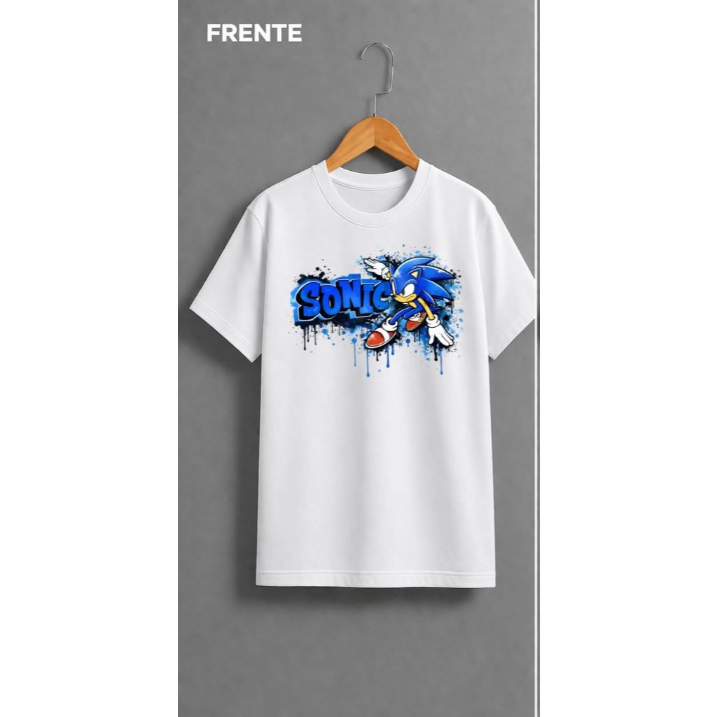 Camiseta Infantil Sonic Camisa Personagem Azul Super Veloz Estampa Gamer Divertida | 2 ao 16 | Conforto Premium Algodão