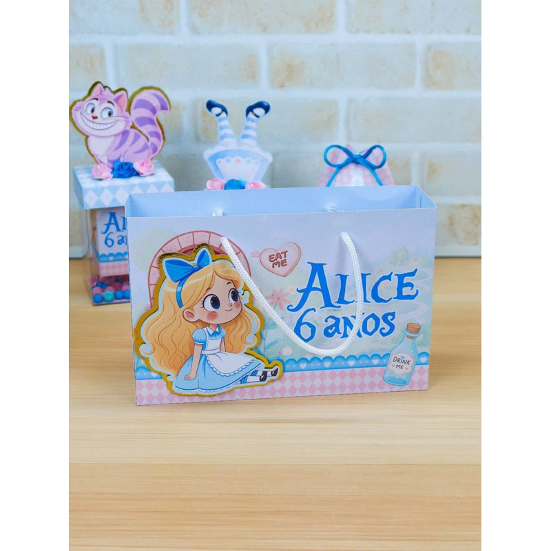 20 Sacolinha Personalizada Alice no Pais das Maravilhas - Lembrancinha Festa Aniversário Pegue e Monte