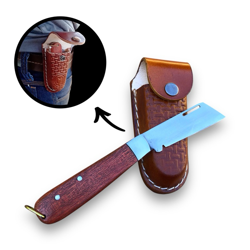 Canivete Tradicional Funcional Artesanal Com Bainha de Couro Legítimo em Oferta na Shopee