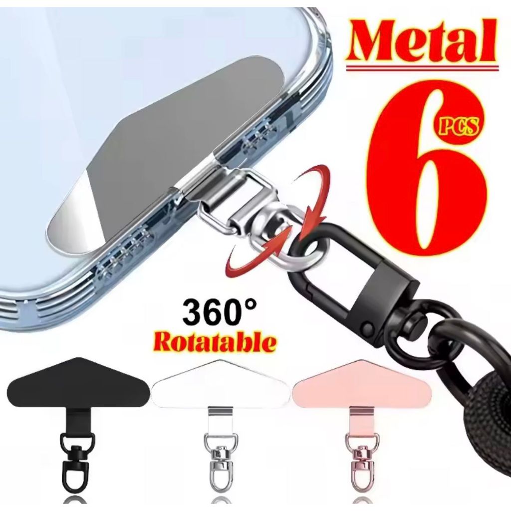 6-1 PCS Suporte Fivela de Segurança para Celular 360° em Aço–Rotação Total p/ Cordão Pescoço Tether