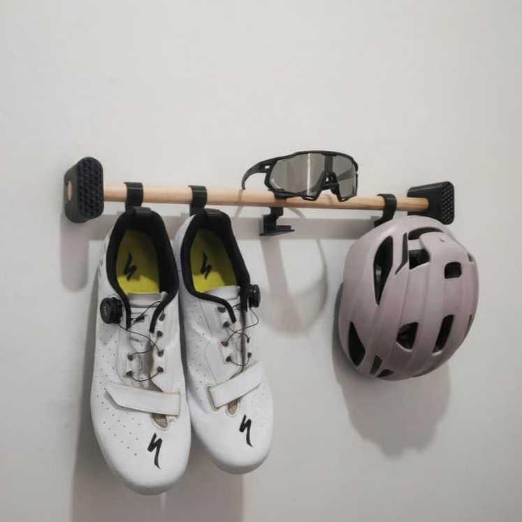 Organizador Ciclista Premium 3 em 1 - Suporte de Parede (Capacete, Sapatilha e Óculos)