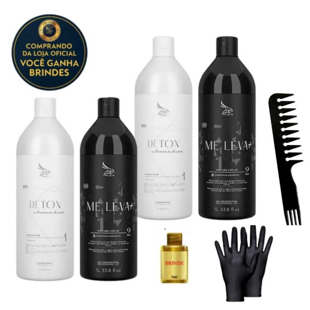 Kit 4x1l Me Leva Black Zap Progressiva Capilar Antifrizz Profissional Original