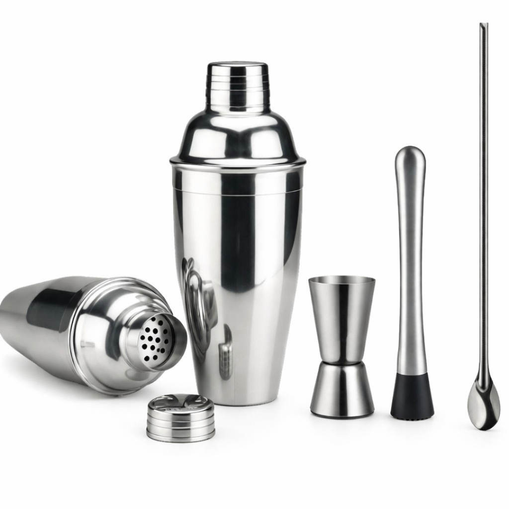 Kit Caipirinha Profissional 4 Peças Inox Coqueteleira 500ml Dosador Socador Colher Bailarina em Oferta na Shopee