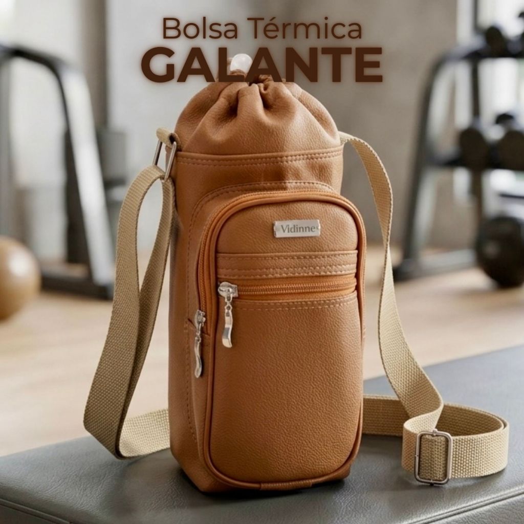 Bolsa Térmica de Luxo Artesanal GALANTE - Couro Sintético Premium, Bolsa com Bolsos p/ Garrafa, Porta celular Wine Bag