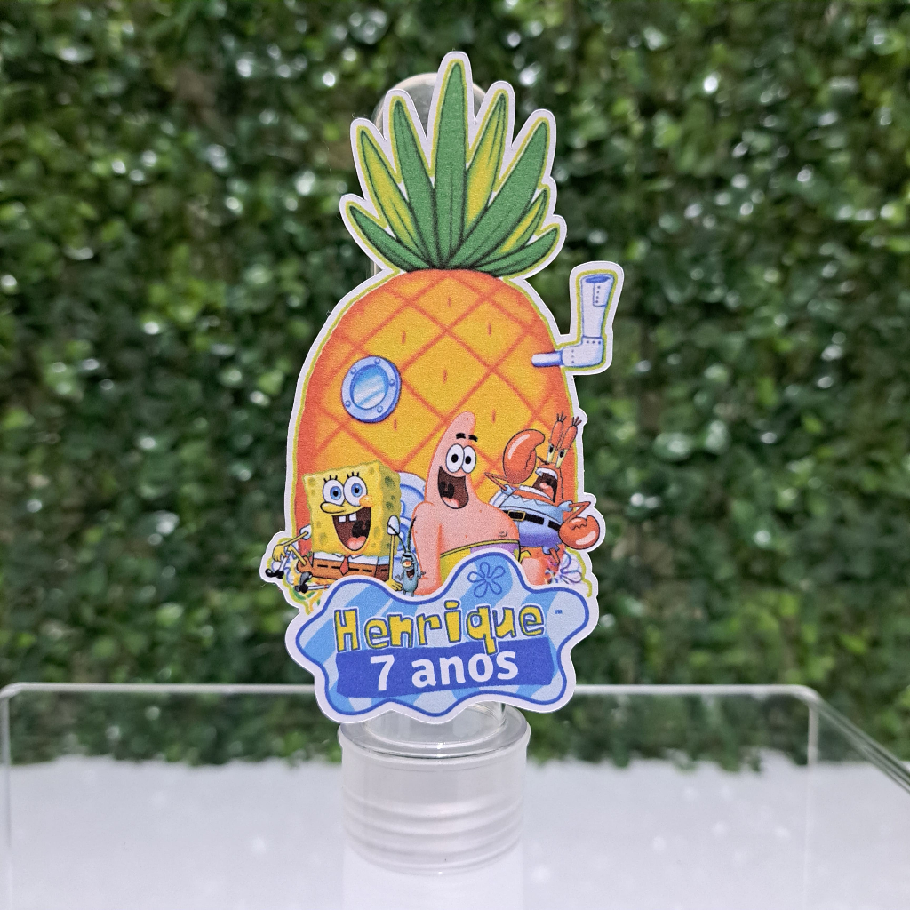 Aplique Tubete Bob Esponja Personalizado | Nome e Idade | Lembrancinha Festa Infantil Colorida