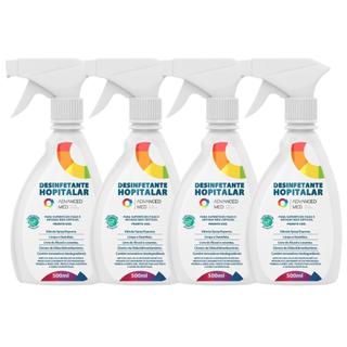 Desinfetante Hospitalar Advanced Med Premium – Combo 4 unidades de 500mL – Pronto Uso - sem álcool