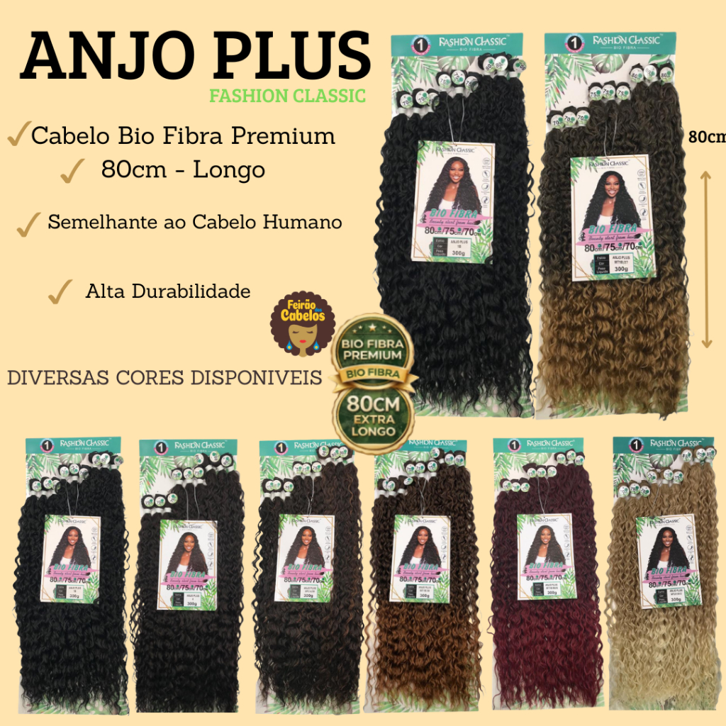 Cabelo Cacheado Organico de Bio fibra  80CM 300G Fashion Classic - ANJO PLUS