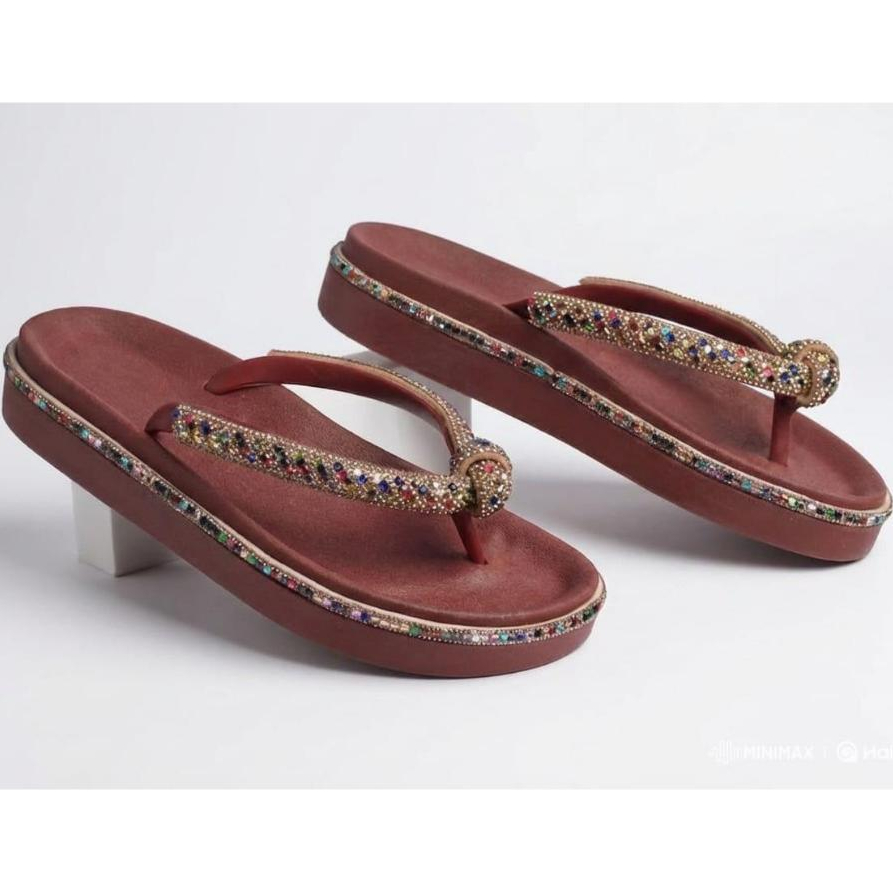 Papete Feminina Plataforma Birken Sandália Flatform Chinelo com Enfeite Nó Brilho - Diversas Cores e Brilhos