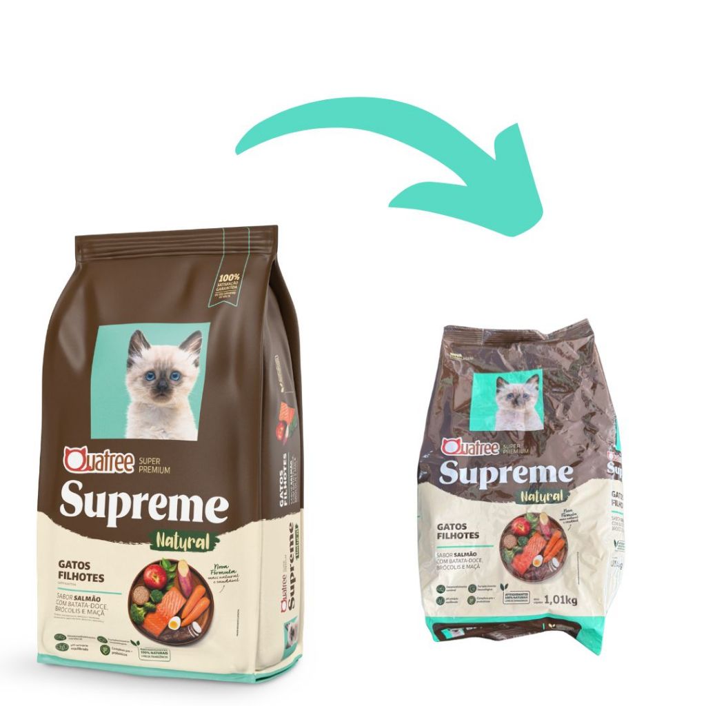 Ração 1kg Quatree Supreme para gatos FILHOTES Salmão