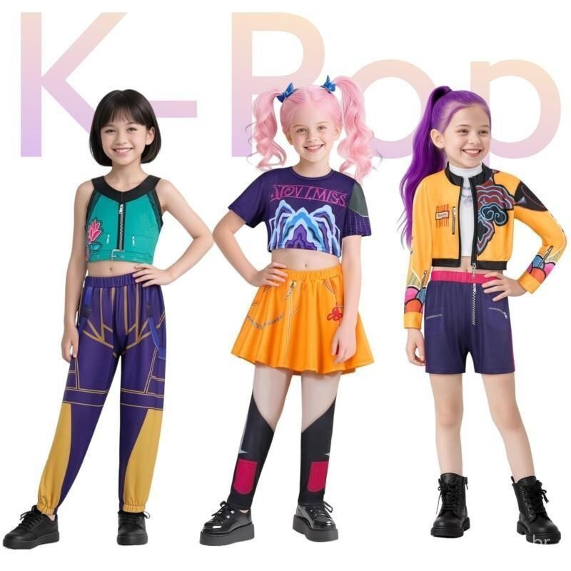 Fantasia Guerreiras do Kpop Infantil Rumi Mira Zoey Roupa Show Dança Cosplay