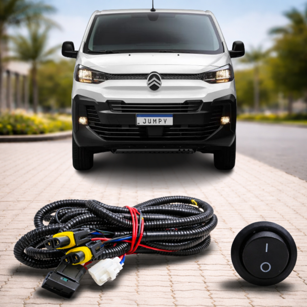 Chicote Completo Farol Milha Citroen Jumpy 2018 a 2025 Interruptor TicTac