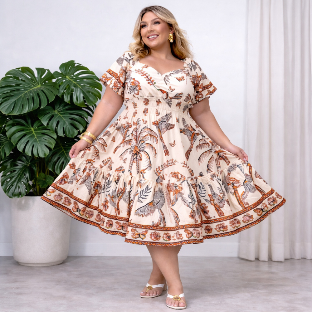 Vestido Midi Feminina Plus Size G1 G2 G3 Moda Evangélica  Lastex Acinturado Tecido Crepynho
