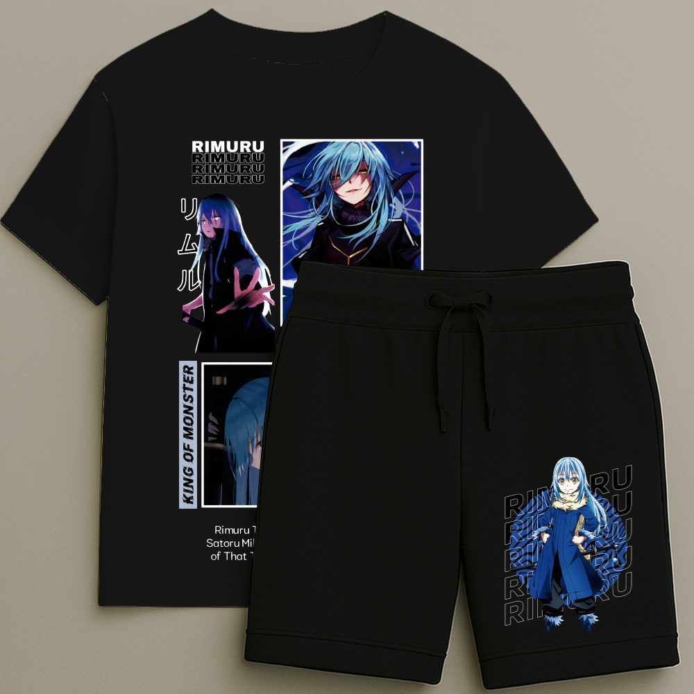 Camiseta e Bermuda Rimuru Tempest Conjunto Masculino T-shirt Estampa Shorts Blusa Tamanho 2 ao 16