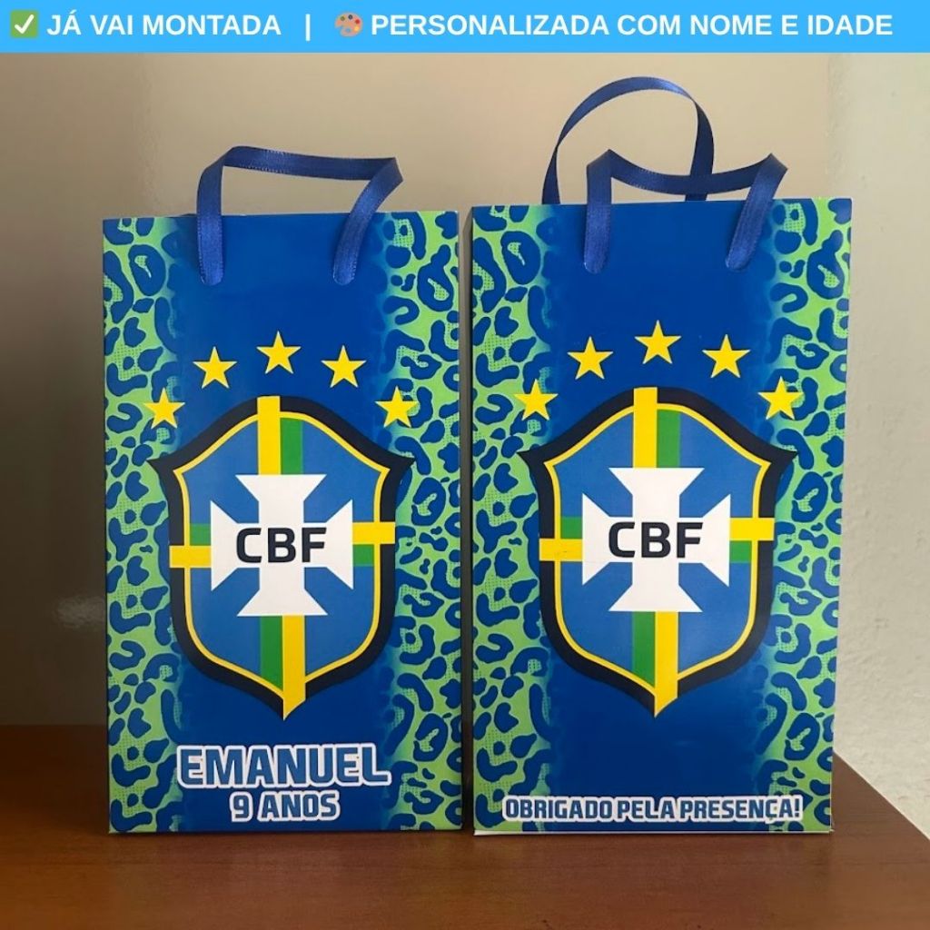 Sacolinha Personalizada Surpresa Brasil Copa Futebol Time Festa Infantil | Lembrancinha Aniversário
