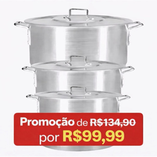 Panela para Feijoada Caldo de Alumínio 3 Peças.fino acabamento em Oferta na Shopee