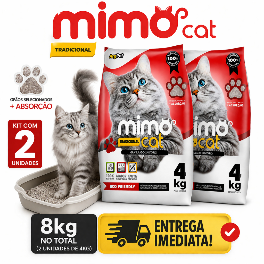 Kit c/2 Areias Higiênicas de Argila Natural para Gato - Argipet Mimo Cat