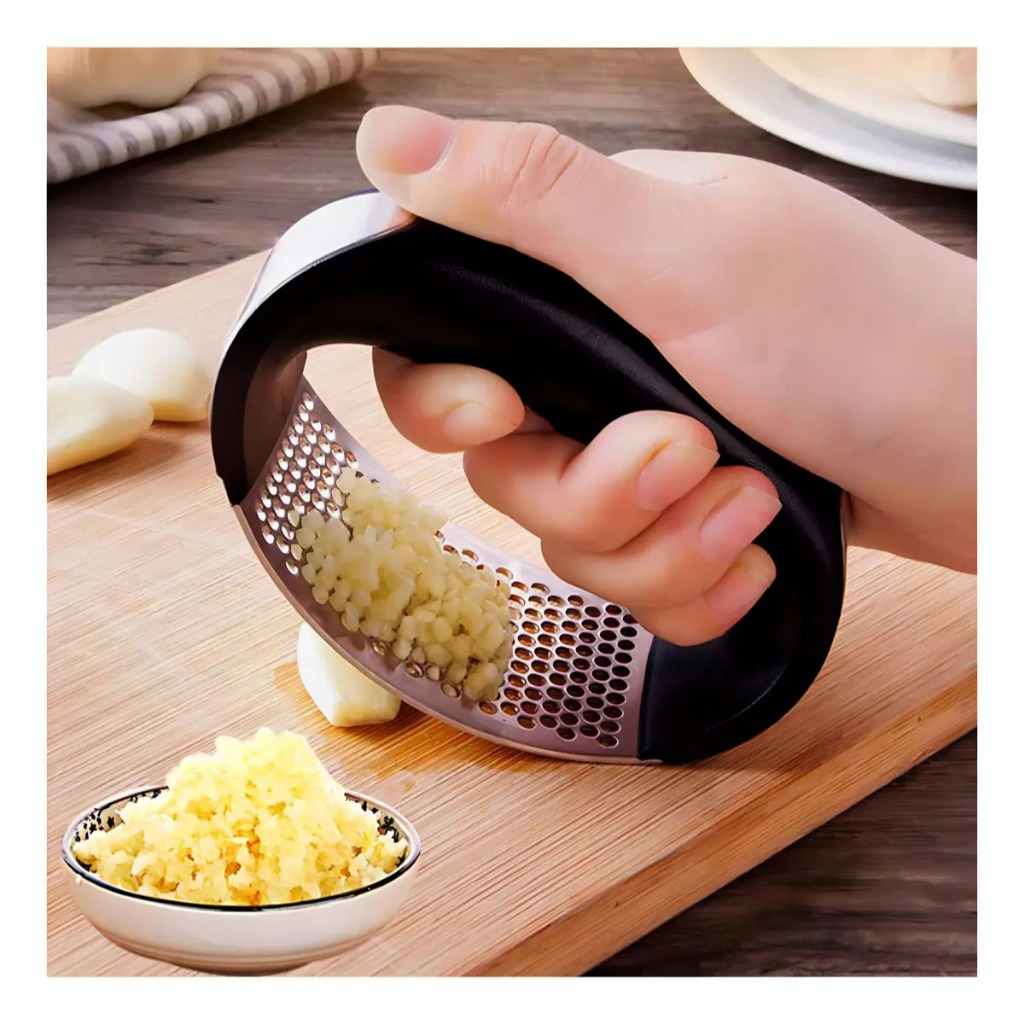 Triturador de Alho Manual em Aço Inox Amassador Resistente Cozinha