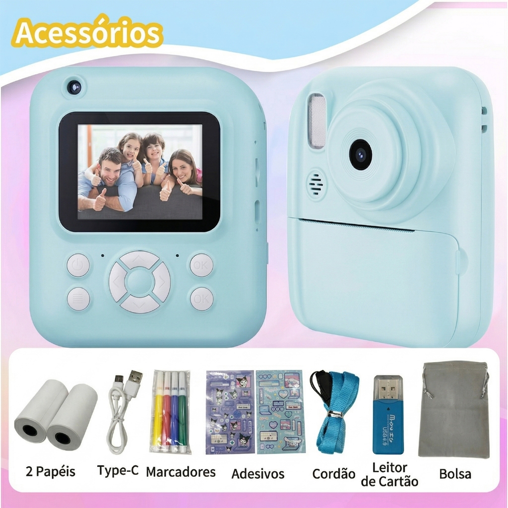 Câmera De Impressão Instantânea Para Crianças Vídeo Fotografia Digital Fotográfica Toy Mini Impressora Térmica Boy Girls