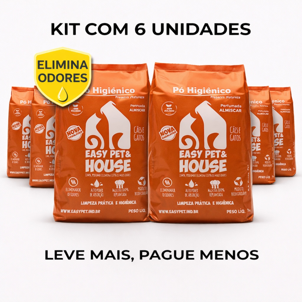 Po Higienico Pet Easy Pet House Almíscar 6 Unidades Elimina Odores Seca Xixi Caes Gatos