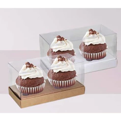 KIT CAIXAS PARA 2 CUPCAKE BRANCA/KRAFT TAMPA EM ACETATO 4819