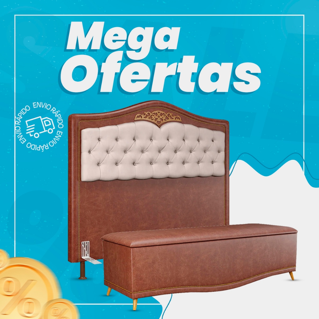 Cabeceira Cama Box Casal Queen 160cm Com Calçadeira Baú Imperial J02 Facto Marrom/Bege - Mpozenato