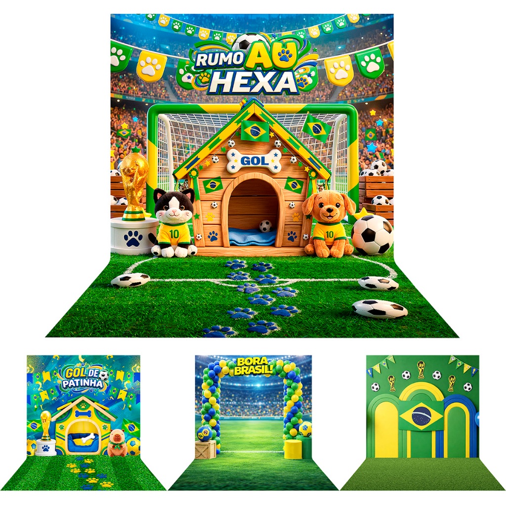 Fundo Fotográfico Pet Shop Brasil Copa do Mundo Para Fotos Cenários 3d 1,2x1,7 Mt