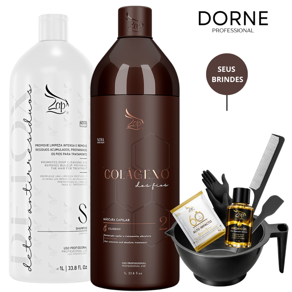 Zap Cosméticos Kit Progressiva Colágeno Dos Fios - 2x1 Litro
