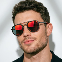 Óculos de Sol Chicago Steampunk Clássico Piloto Premium Detalhes Vermelho uv400 Masculino Feminino