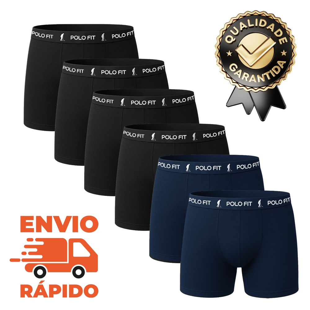 Cuecas Boxer Algodão Masculina Kit Com 6 Peças