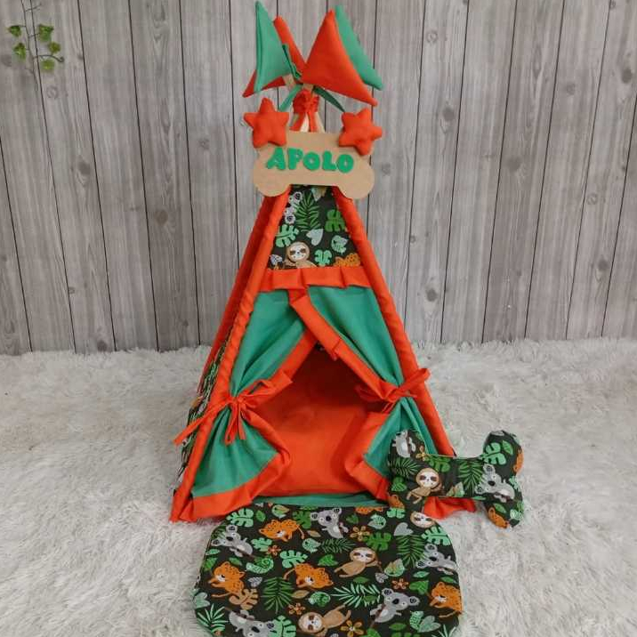 Tenda Para Pets Cabana Cães Gatos Plaquinha Personalizada Toca Confortável Tamanho G