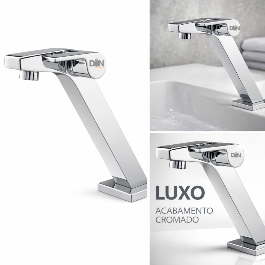Detalhes do Torneira Luxo Naja Banheiro Cromada Metal Premium 1/4 Volta - Econômica Envio Rápido