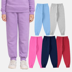 Kit Sortido 3 Calças Moletom Feminino c/ Punho Infantil Juvenil Básica Uniforme Escolar 1 ao 14