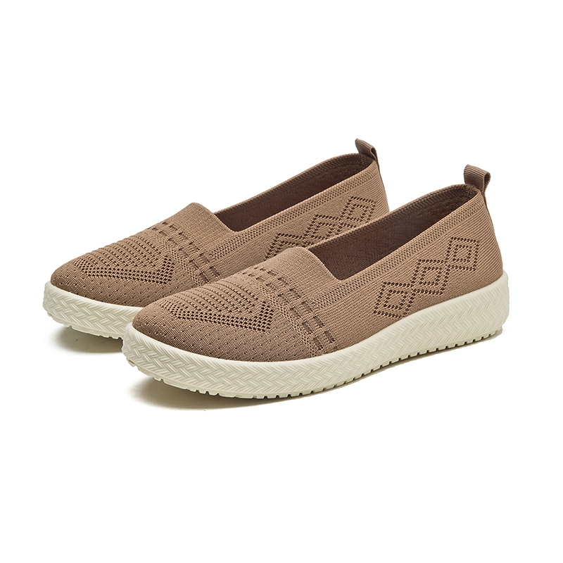 Tenis Feminino Slip on Flyknit Confortavel Leve Respirável Solado Macio para Caminhada Meijile