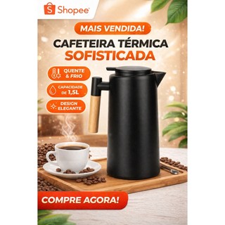☕ Garrafa Térmica 1L com Cabo de Madeira – Modelo Amsterdã Sortido