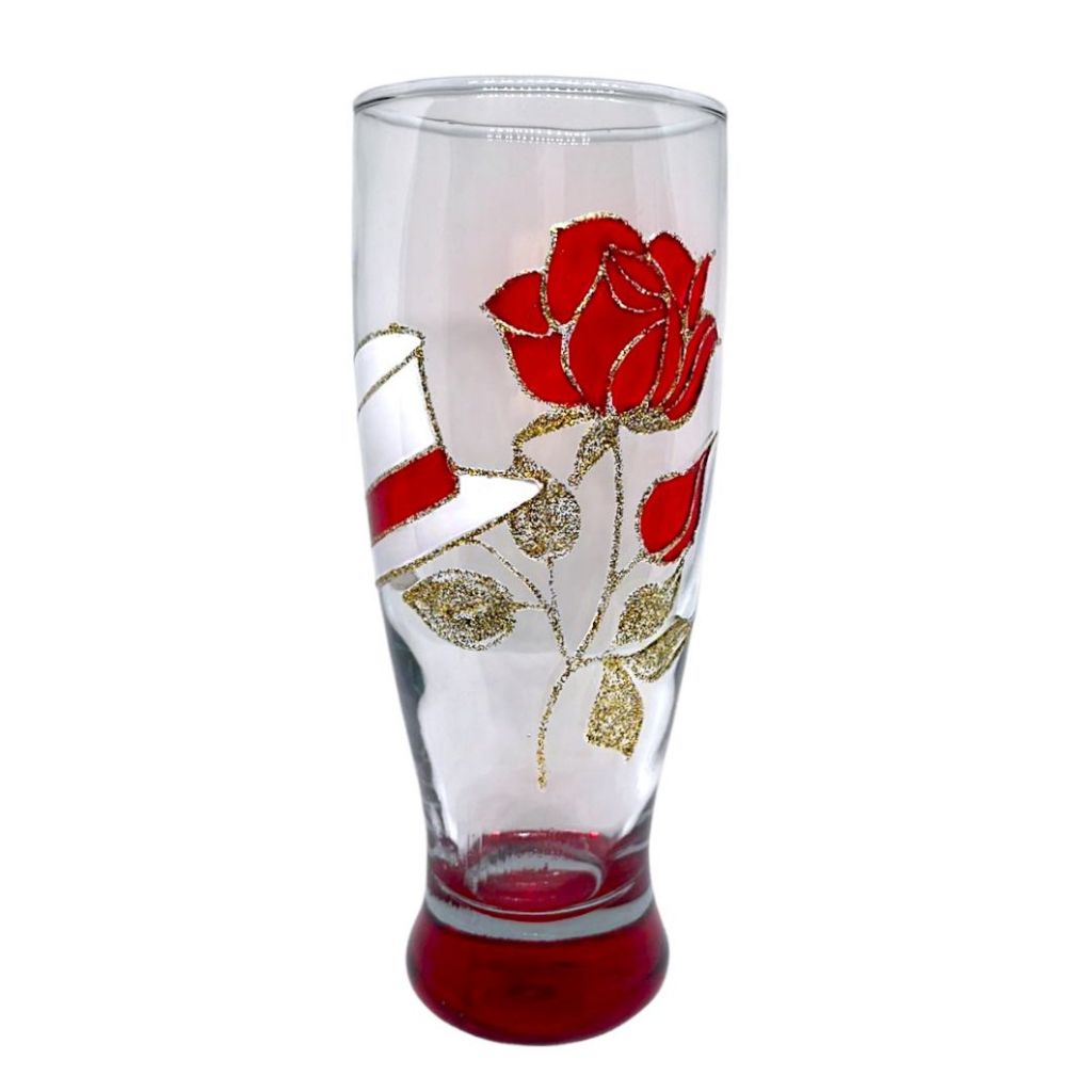 Copo Malandra Navalha Flor e Chapeu Pomba Gira Vidro Fundo Vermelho Umbanda Ritual Espiritual