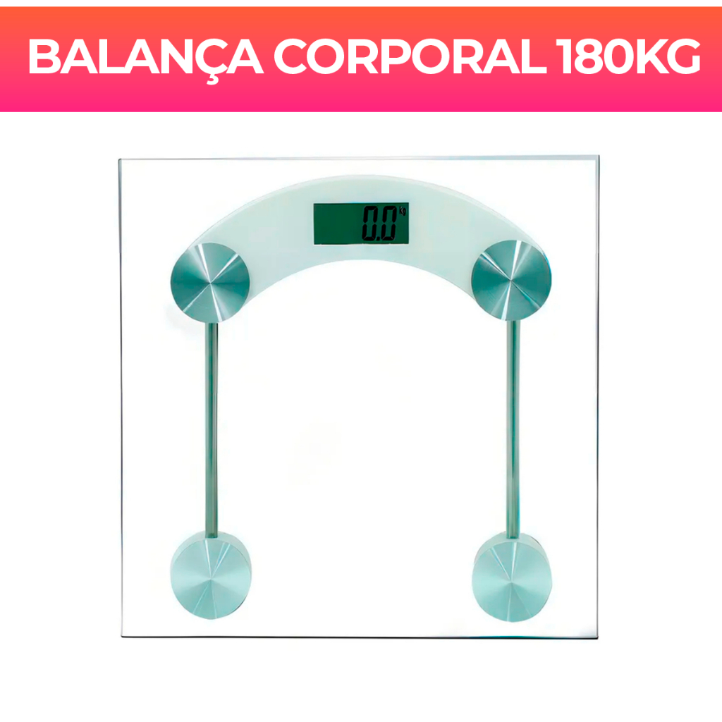 Balança Corporal Transparente Quadrada Digital Até 180kg Com