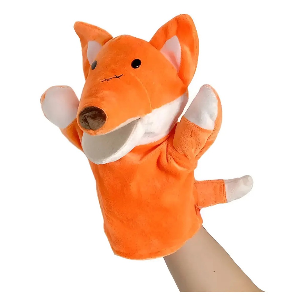 Fantoche Raposa Pelúcia De Mão Teatro Infantil Animais Educativo 25cm Laranja
