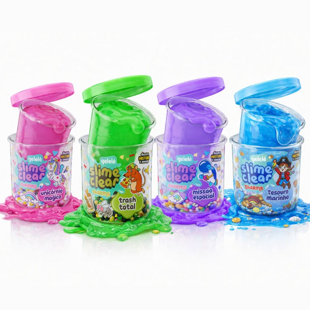 Brinquedo Slime Clear Charms 122G Não Gruda Super Elástico Presente Criança