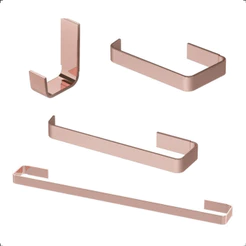 Kit Acessorios Para Banheiro Quadrado 4 Peças Rose Gold