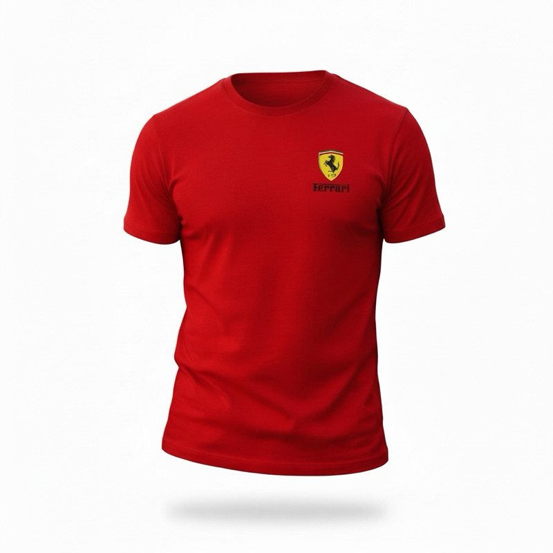 Camiseta Masculina Algodão Premium Estampa Ferrari Carro Vermelha