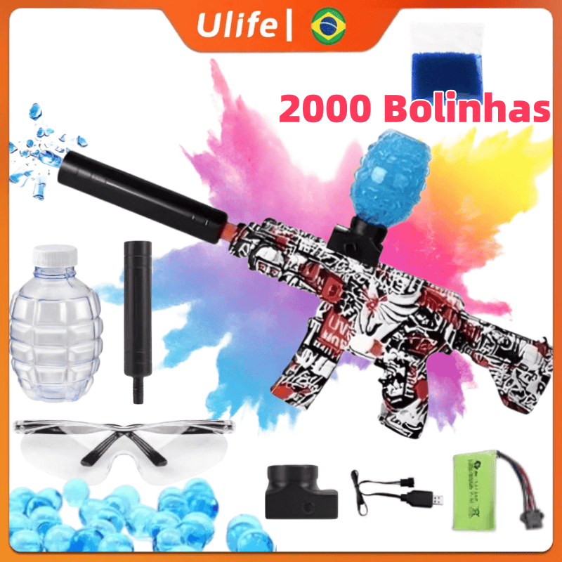 Pistola de Gel Elétrica Recarregável Com 2000 Bolinhas para Esporte ao Ar Livre e Lazer em Oferta na Shopee