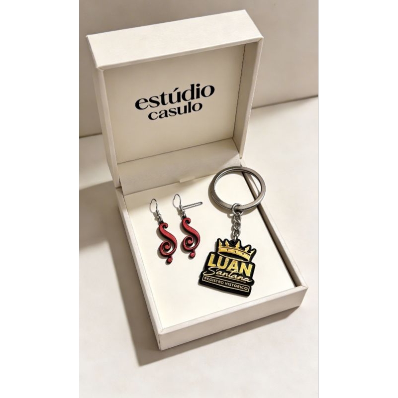 Combo Fã Luan Santana 💛 Chaveiro + Brinco Clave de Sol | Acessórios Personalizados