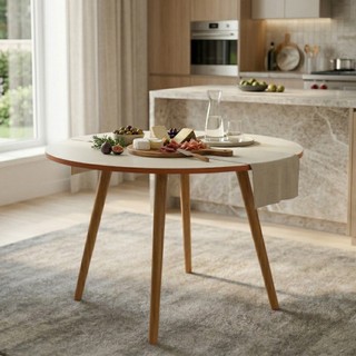 Mesa de Jantar Moderna Redonda Para Cozinha Pés Palito Madeira