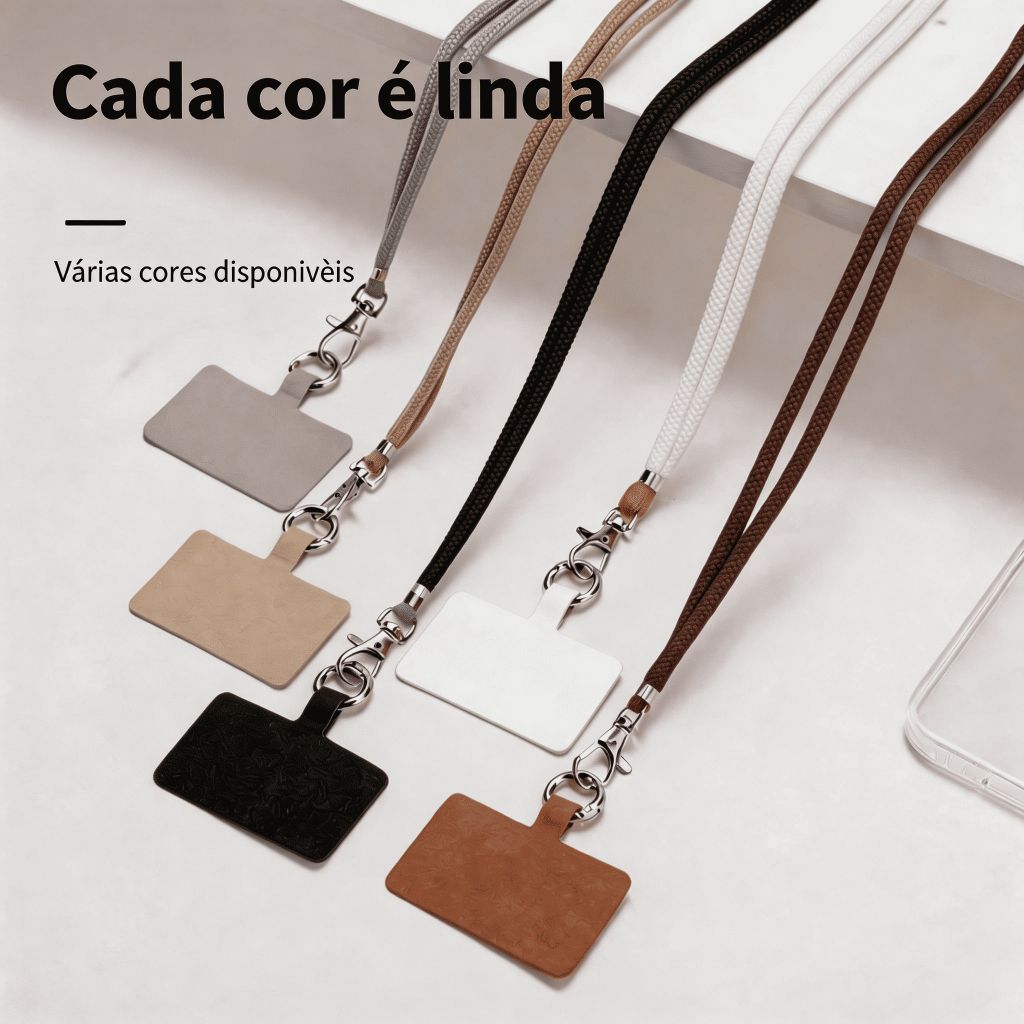 Cordão para Celular Ajustável Crossbody – Alça Removível, Anti Queda, Unissex, Ideal para Uso Diário