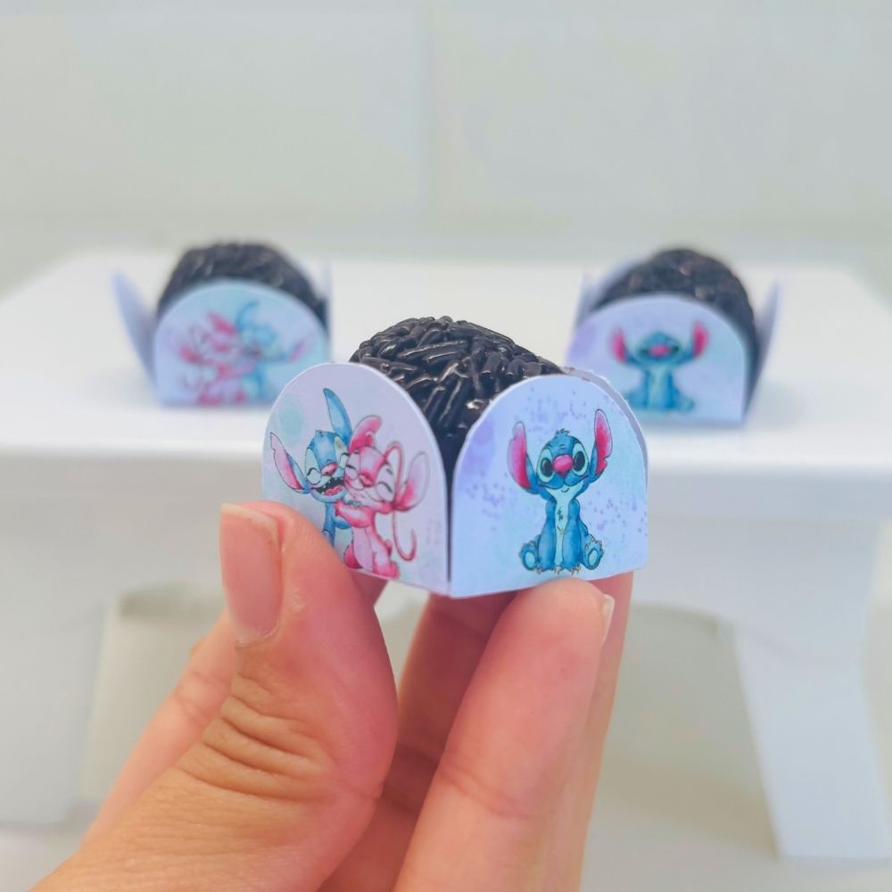 Forminha de Doces Stitch Aquarela Personalizada / Lembrancinha de Festa /Aniversário / Stitch e Angel