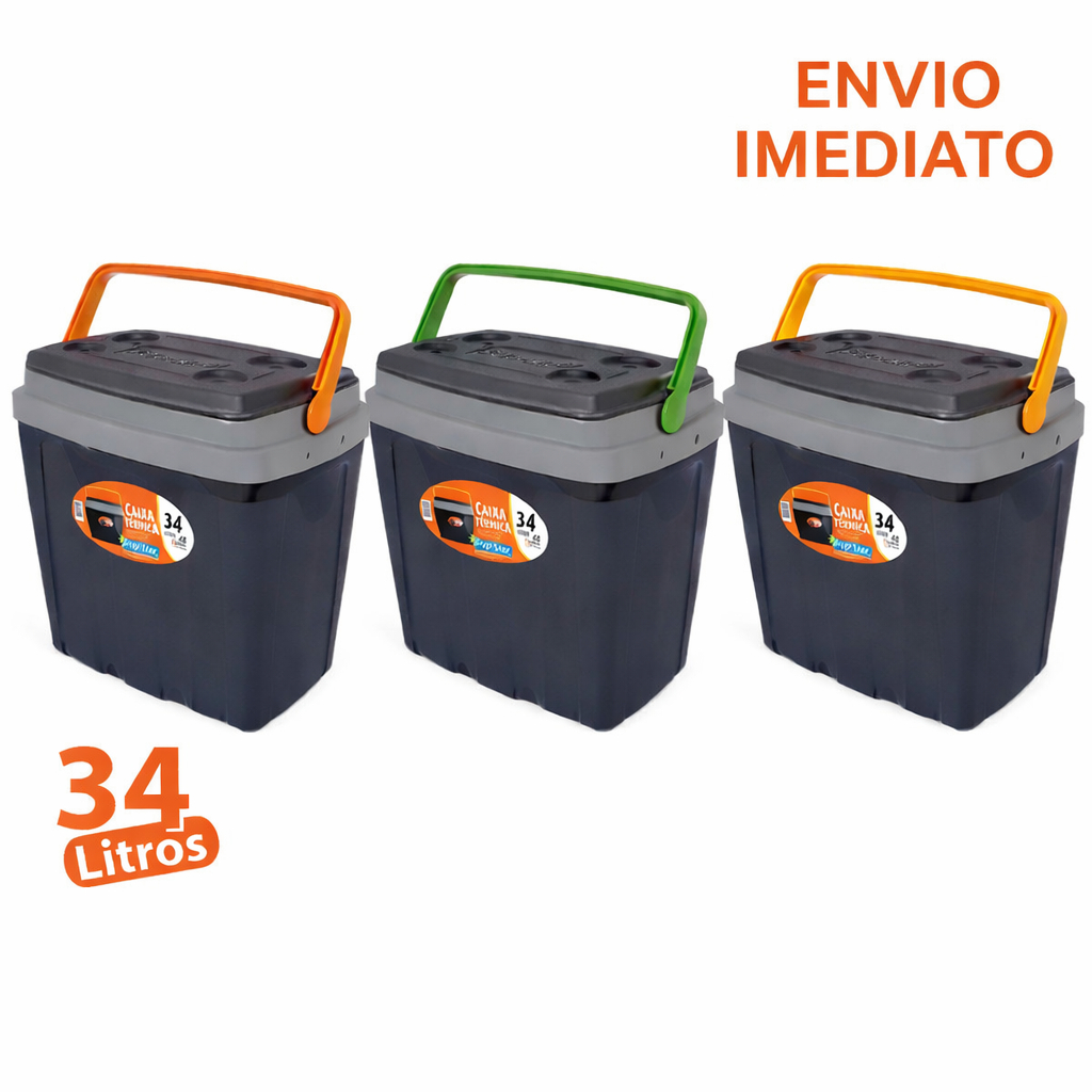 CAIXA TERMICA RESISTENTE 34 LITROS QUENTE E FRIO PRAIA GELO CHURRASCO 48 LATAS TAMPA PORTA COPOS - ENVIO IMEDIATO