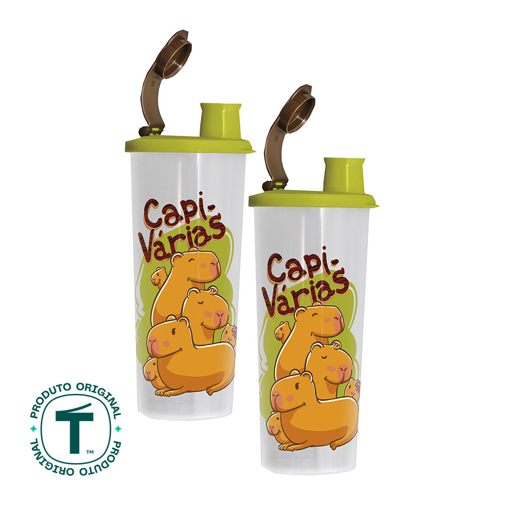 Kit 2 Copos Infantis Tupperware com Bico Capivaras 470ml