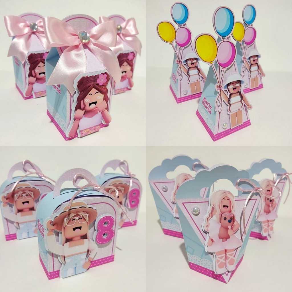 Caixinhas personalizadas / Lembrancinhas de aniversário Roblox Menina Rosa - Personalizados