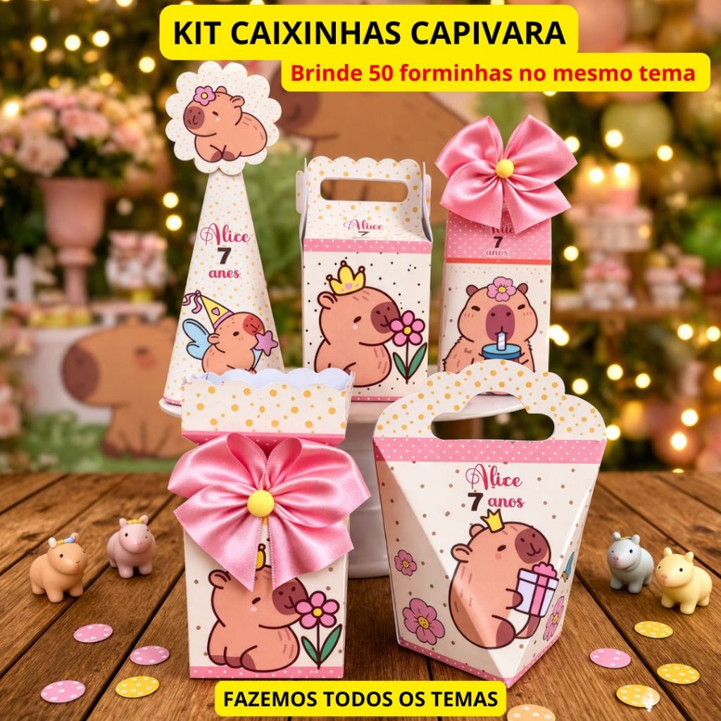 Kit Caixinhas Personalizadas CAPIVARA, Lembrancinha de Aniversário- FAZEMOS QUALQUER TEMA!