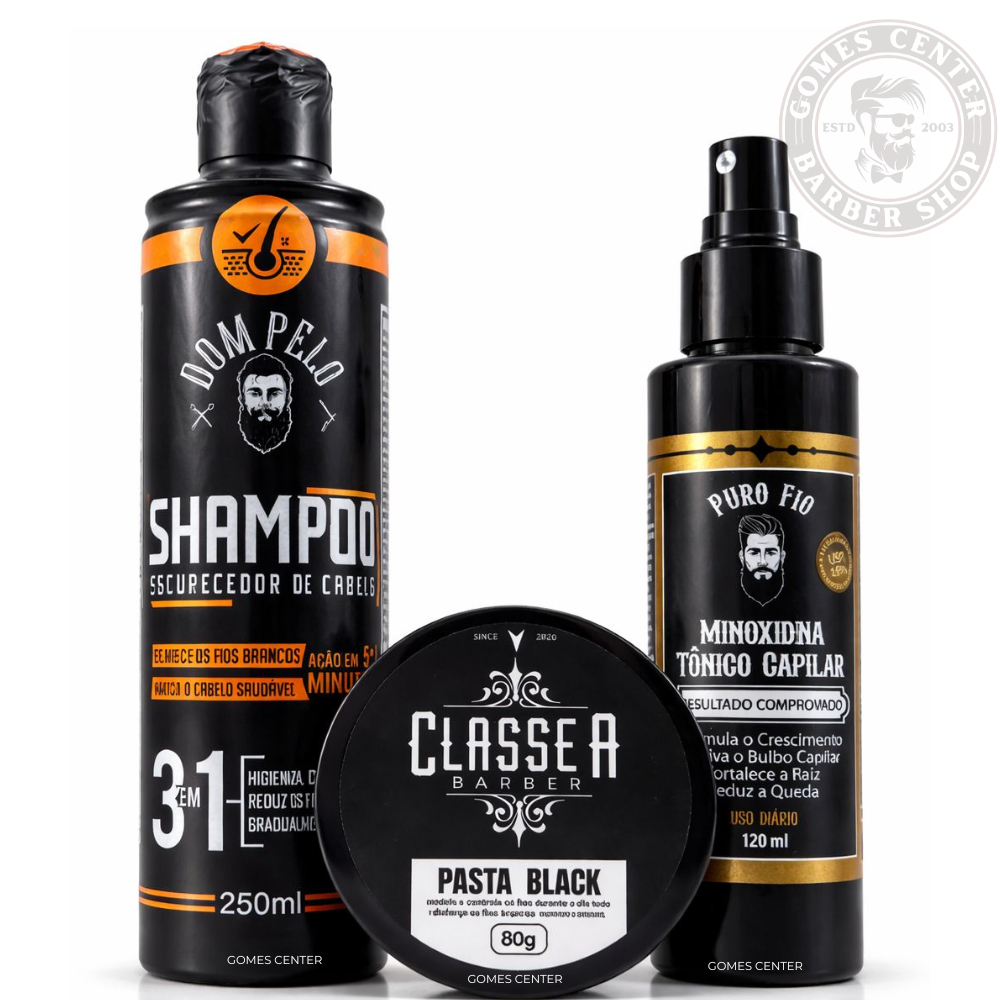 Kit Rejuvenescedor Capilar Shampoo Escurecedor + Tônico Capilar + Pasta Black Crescimento